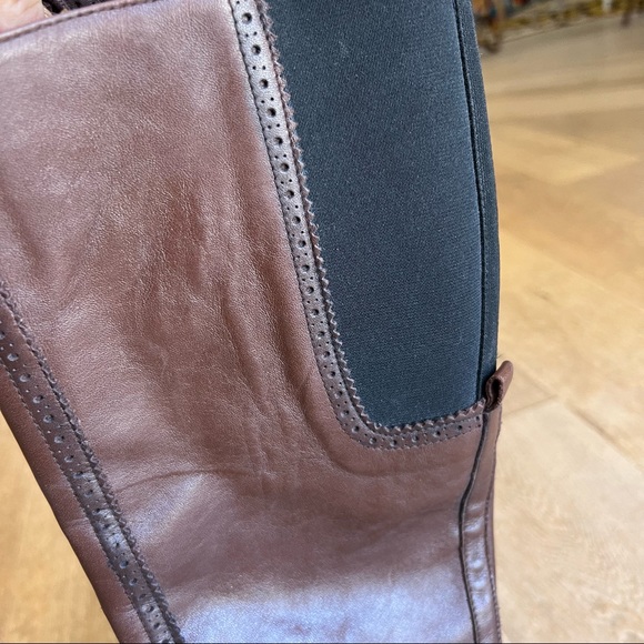 Genuine leather brown intricate knee high boots - Picture 7 of 12